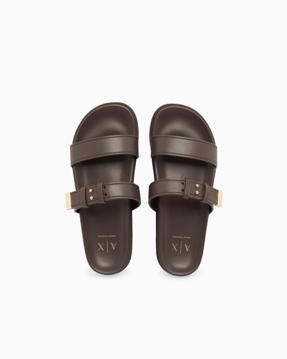 Two-strap slippers with buckle