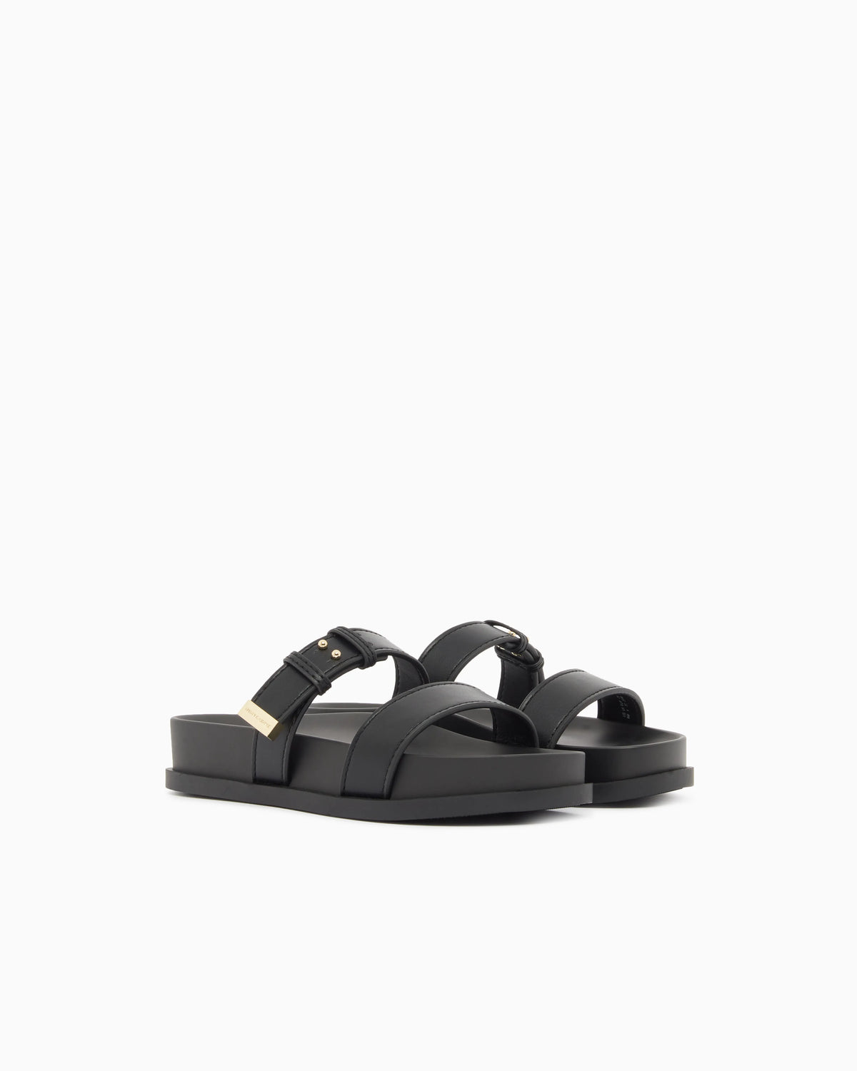 Two-strap slippers with buckle