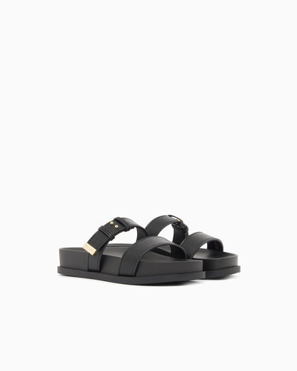 Two-strap slippers with buckle