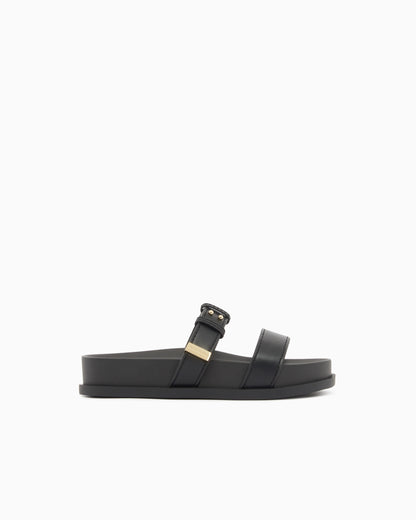 Two-strap slippers with buckle