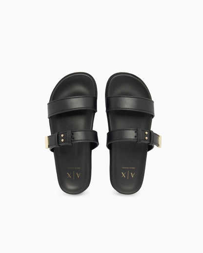Two-strap slippers with buckle
