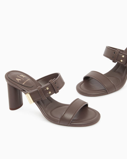Heeled sandals with two straps
