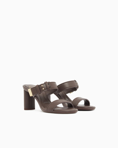 Heeled sandals with two straps