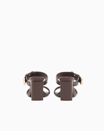 Heeled sandals with two straps