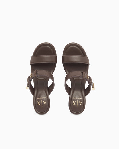 Heeled sandals with two straps