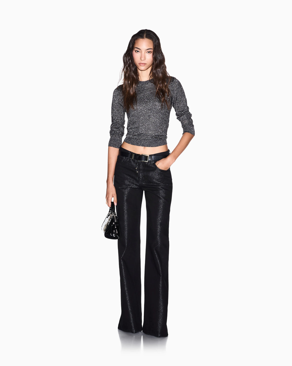 regular fit pullover metallic knitted viscose