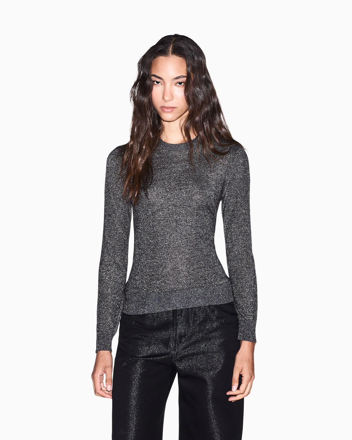regular fit pullover metallic knitted viscose