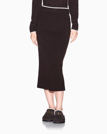Skirt slim-fit knitted in viscose wool and cashmere