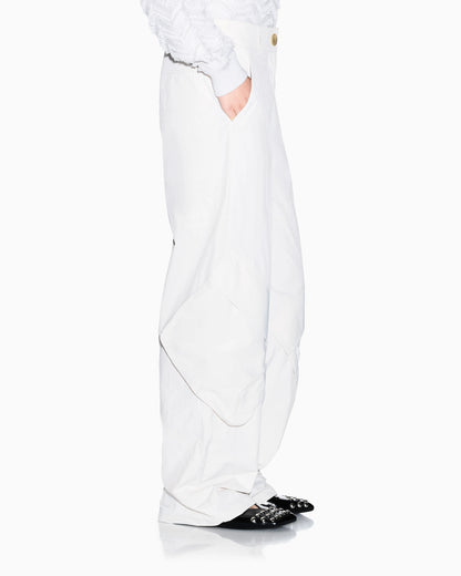 Oversized trousers in crinkle nylon with down padding