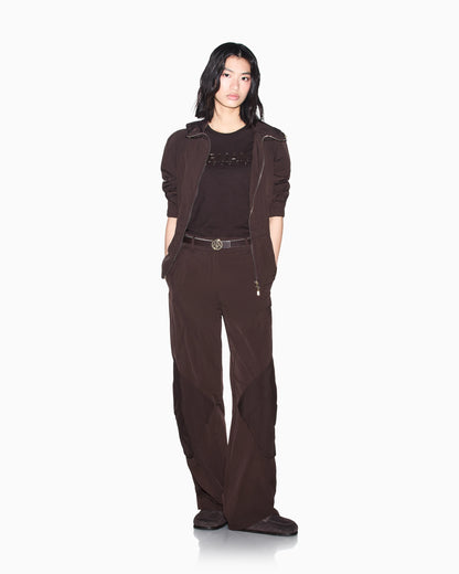 Oversized trousers in crinkle nylon with down padding