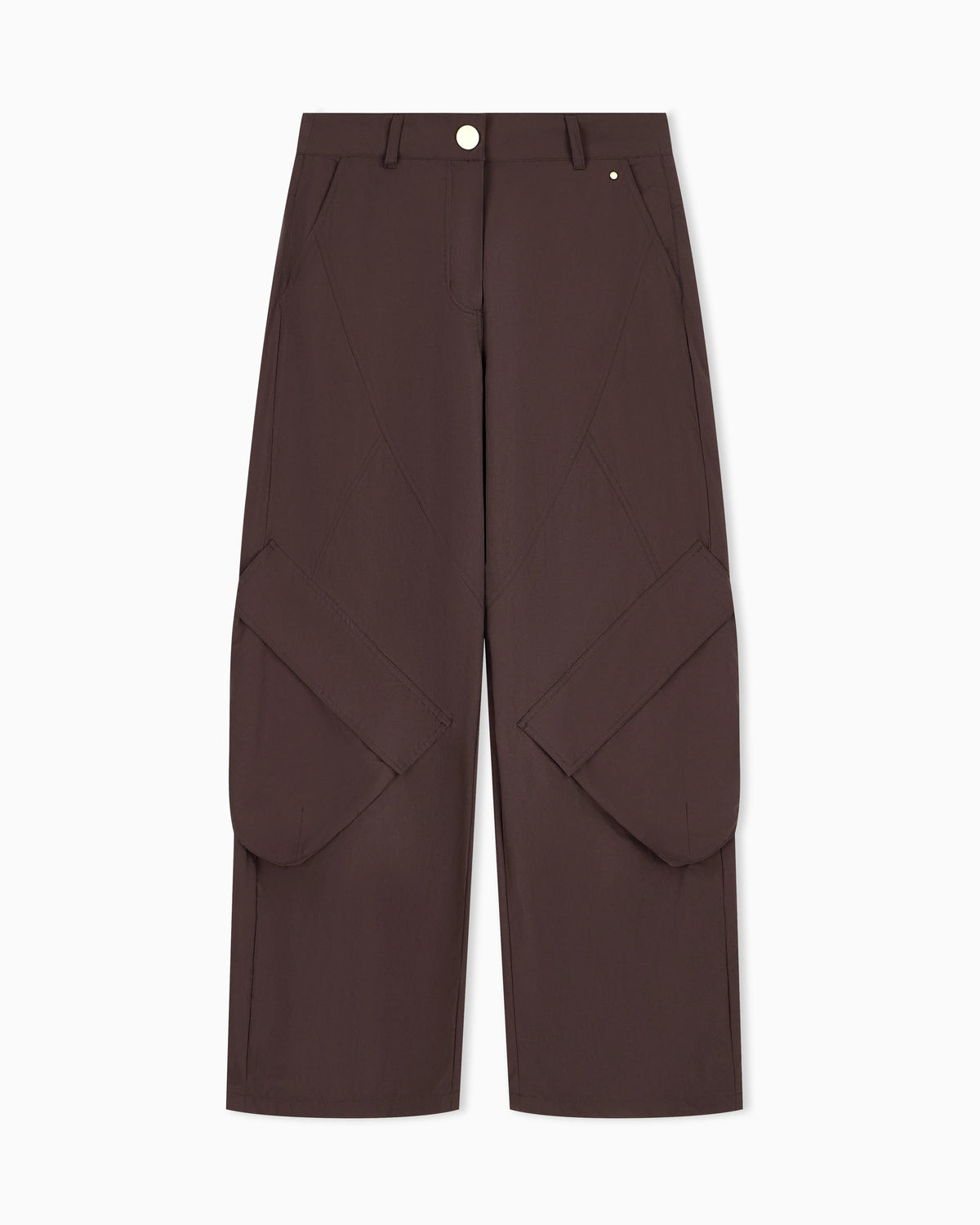Oversized trousers in crinkle nylon with down padding