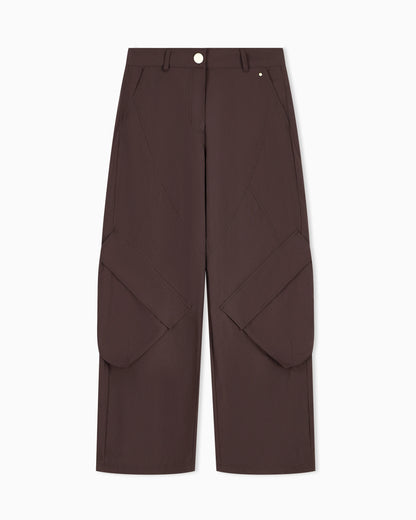 Oversized trousers in crinkle nylon with down padding
