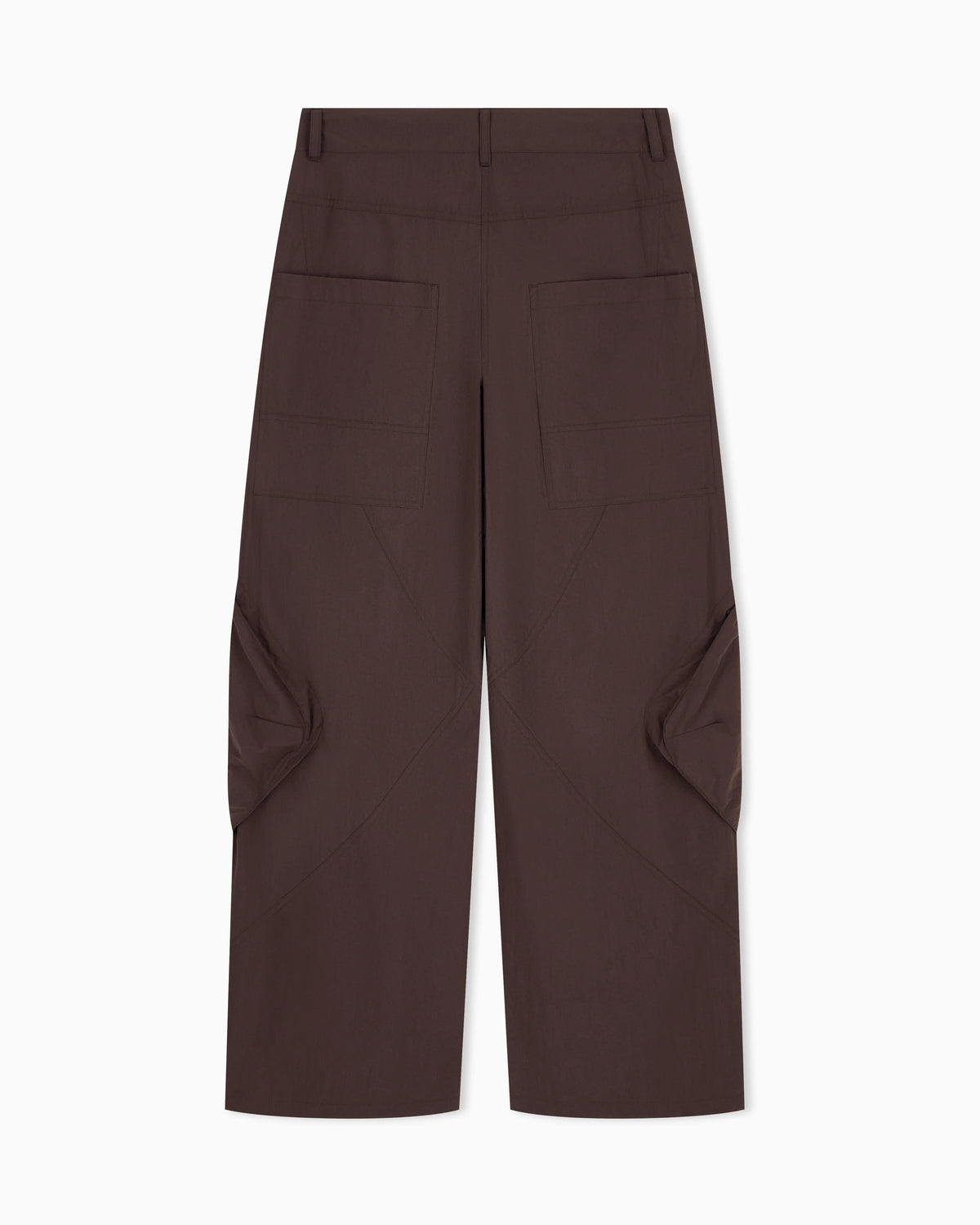Oversized trousers in crinkle nylon with down padding