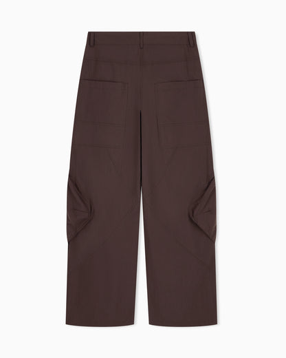 Oversized trousers in crinkle nylon with down padding