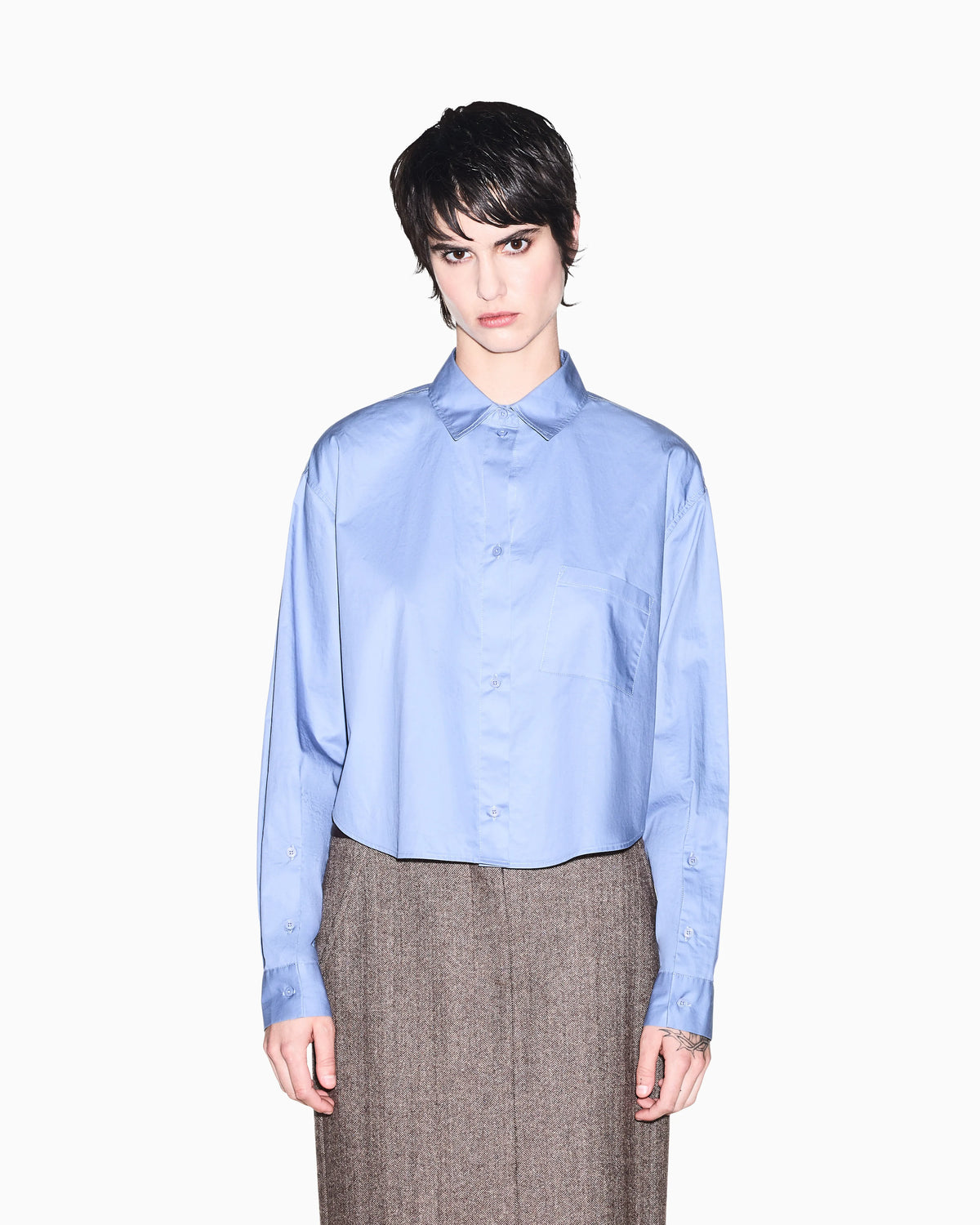 regular fit shirt in organic cotton popeline