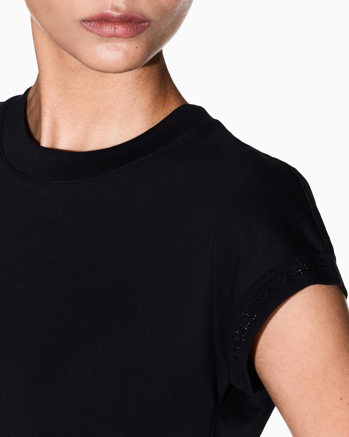 Cropped crew neck t-shirt in organic cotton jersey