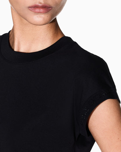 Cropped crew neck t-shirt in organic cotton jersey