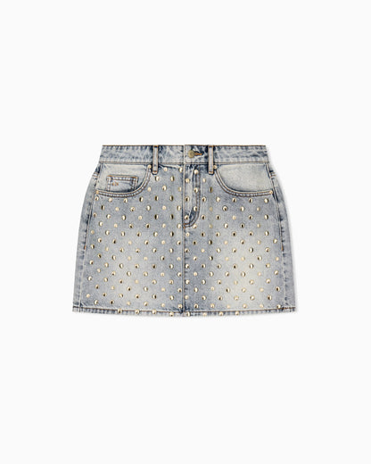 Skirt slim-fit denim in rigid cotton with embellishment