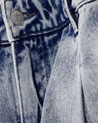 High-waisted wide-leg cotton denim jeans with welt pockets