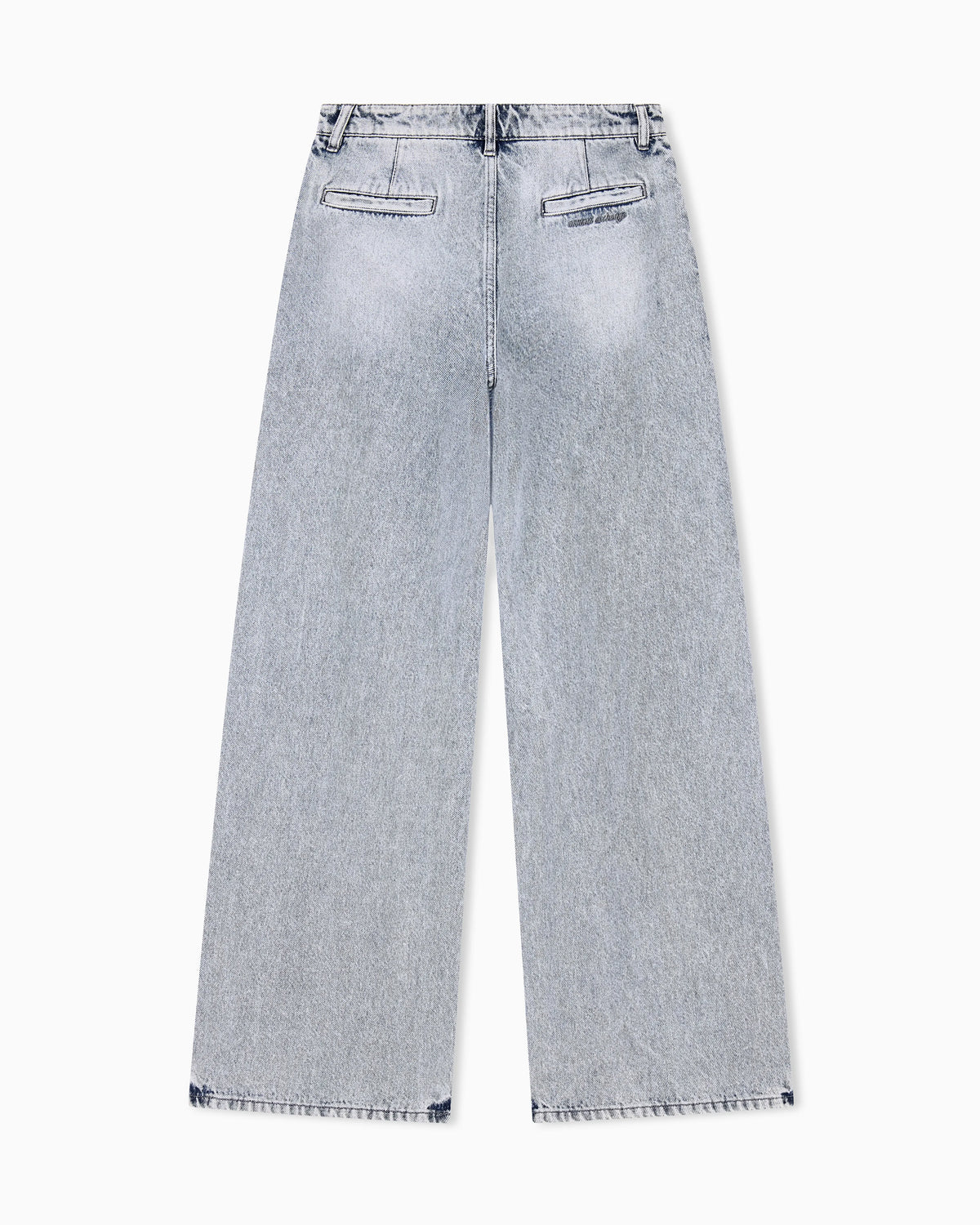 High-waisted wide-leg cotton denim jeans with welt pockets