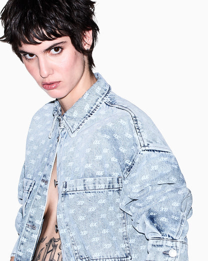 regular fit shirt in rigid denim with allover print