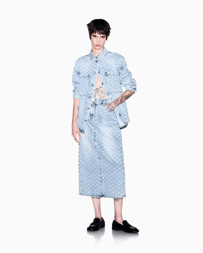 regular fit shirt in rigid denim with allover print