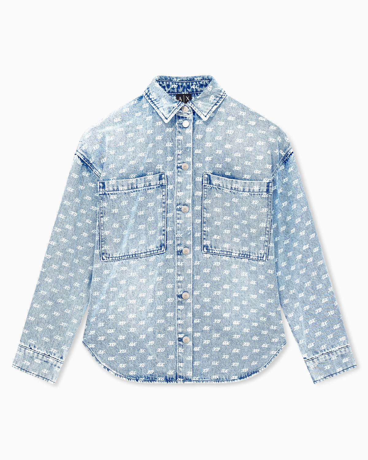regular fit shirt in rigid denim with allover print