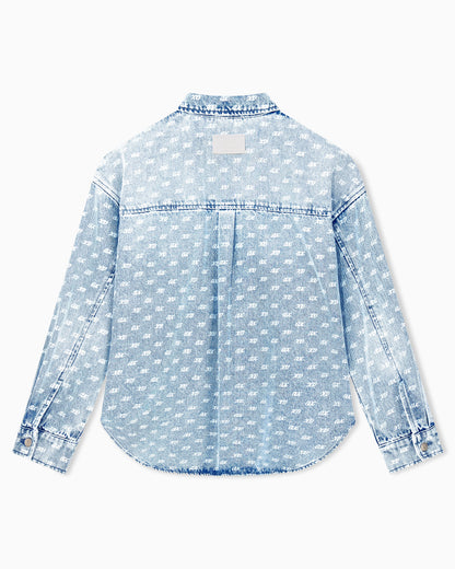 regular fit shirt in rigid denim with allover print
