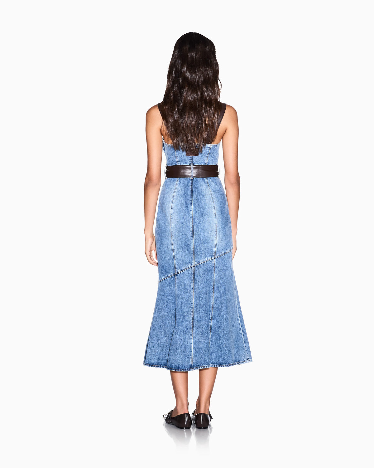 Slim-fit dress in rigid cotton denim