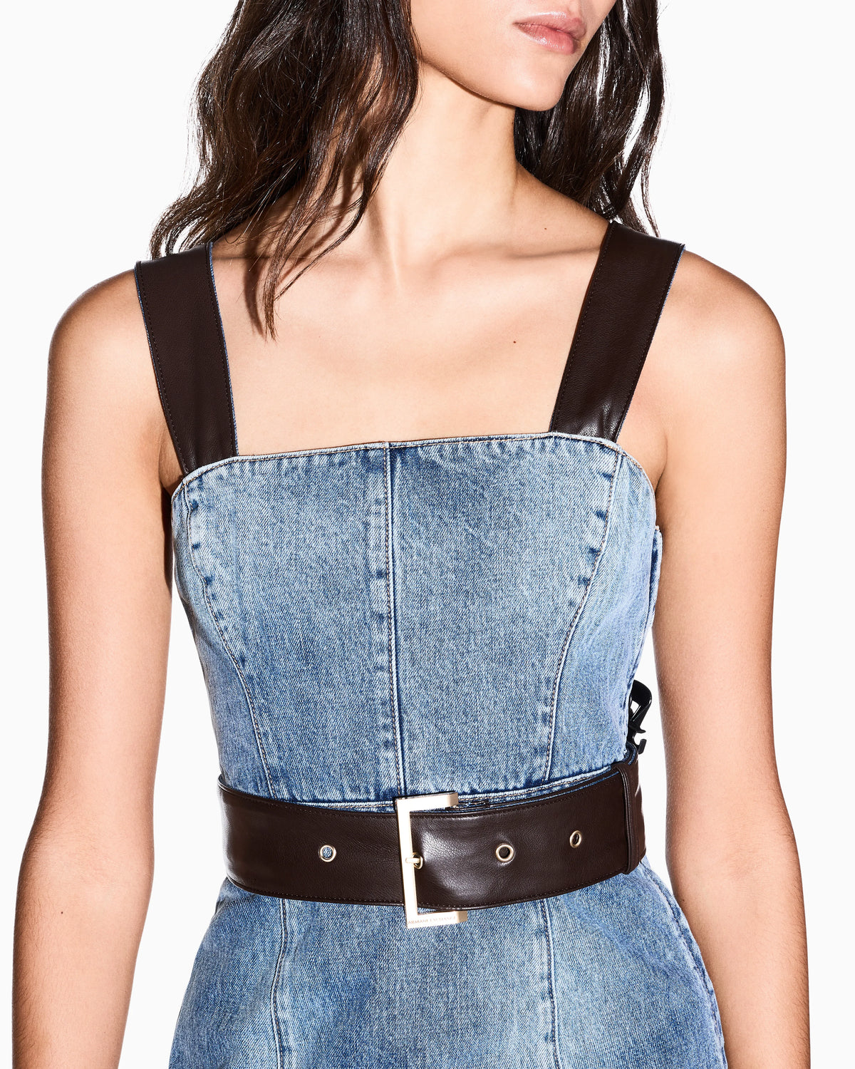 Slim-fit dress in rigid cotton denim
