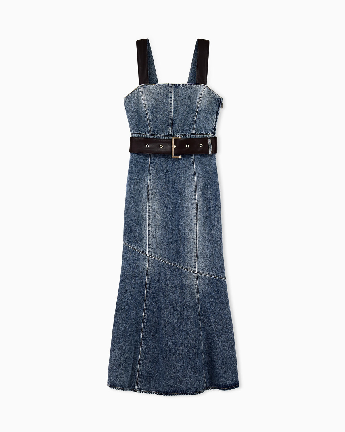 Slim-fit dress in rigid cotton denim