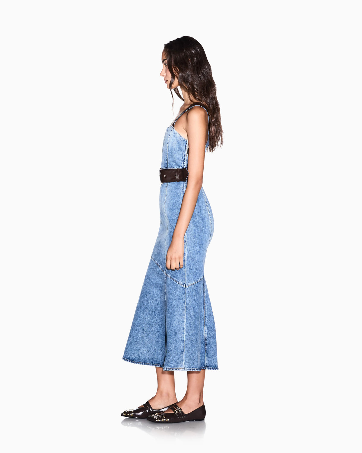 Slim-fit dress in rigid cotton denim