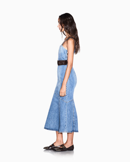 Slim-fit dress in rigid cotton denim