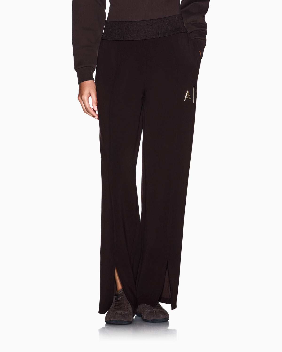 regular fit trousers in stretch viscose scuba