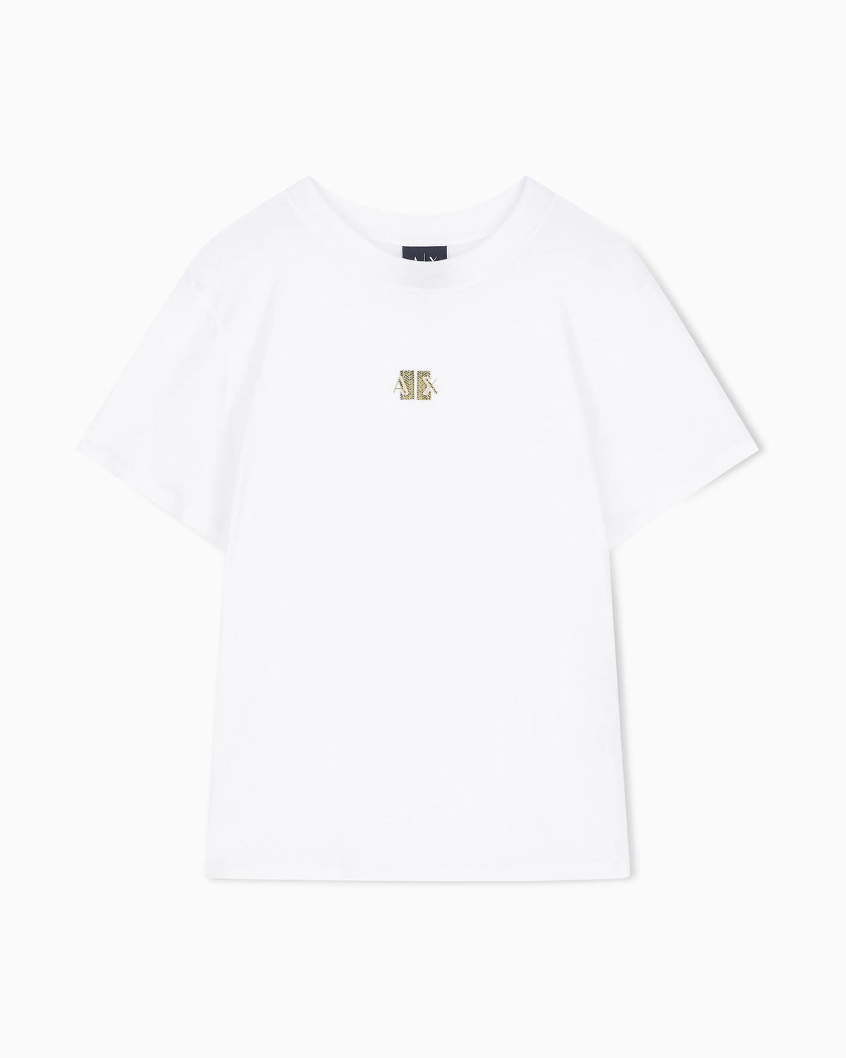 Crew neck T-shirt in viscose jersey with a metallic logo