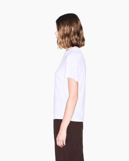 Crew neck T-shirt in viscose jersey with a metallic logo