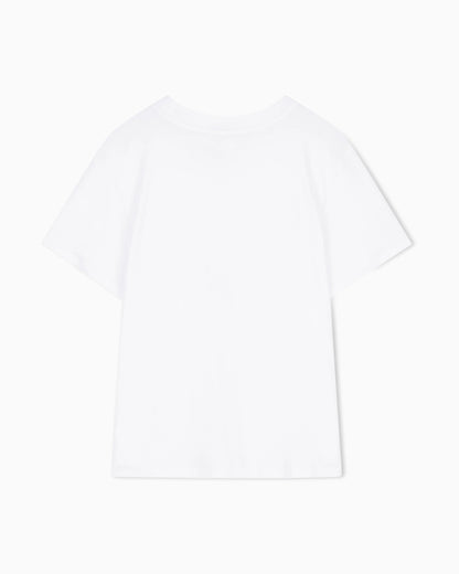 Crew neck T-shirt in viscose jersey with a metallic logo