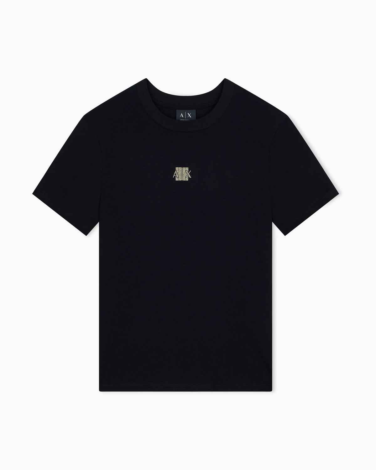 Crew neck T-shirt in viscose jersey with a metallic logo