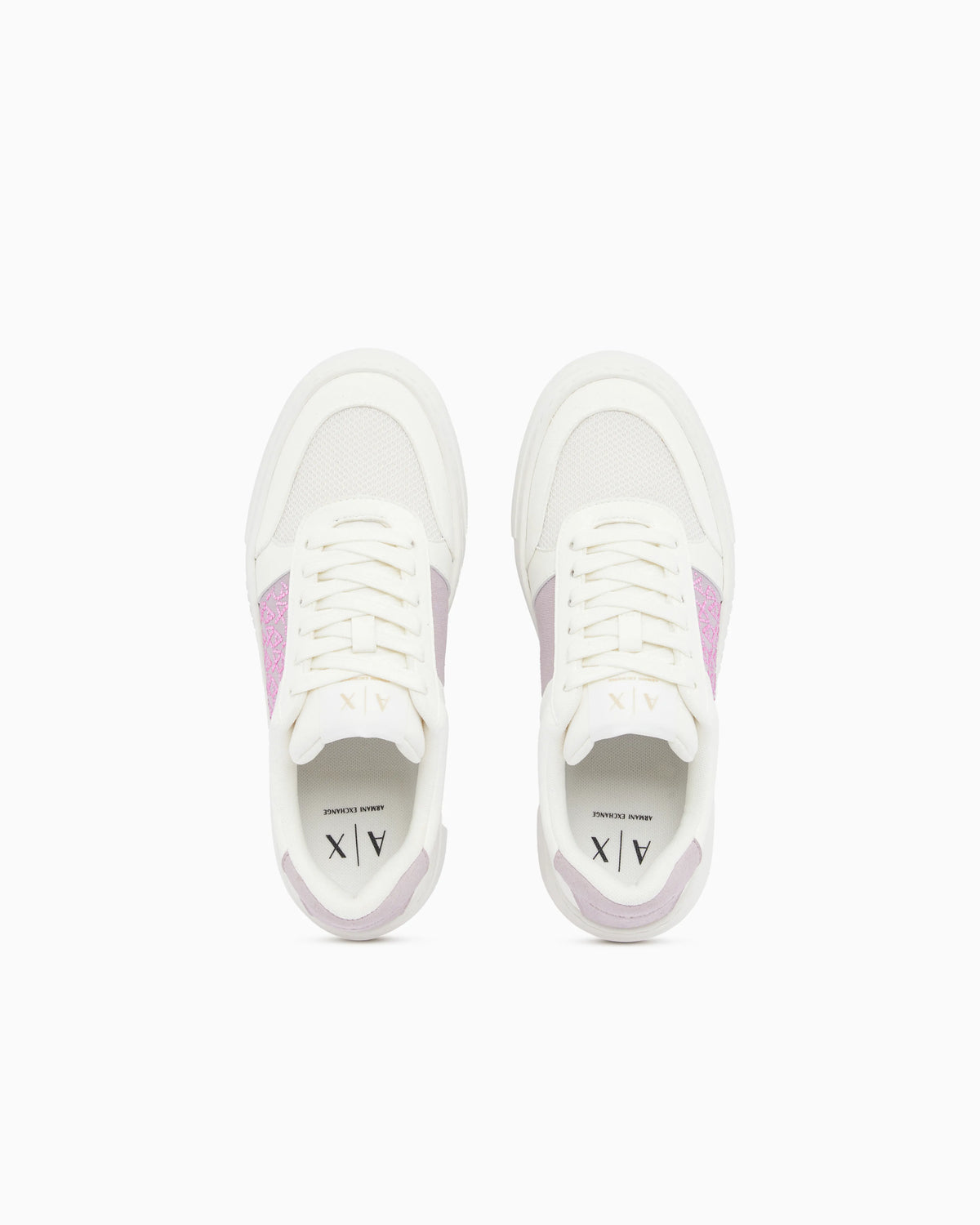 Lace-up low-top sneakers in textured mesh with a thick sole