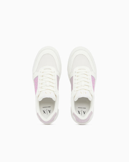 Lace-up low-top sneakers in textured mesh with a thick sole