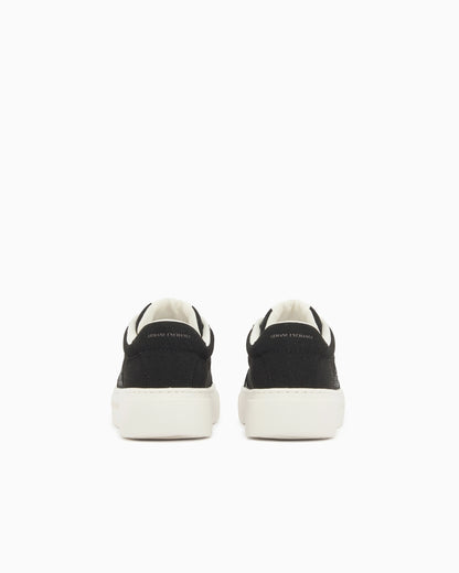 Lace-up low-top sneakers in textured mesh with a thick sole