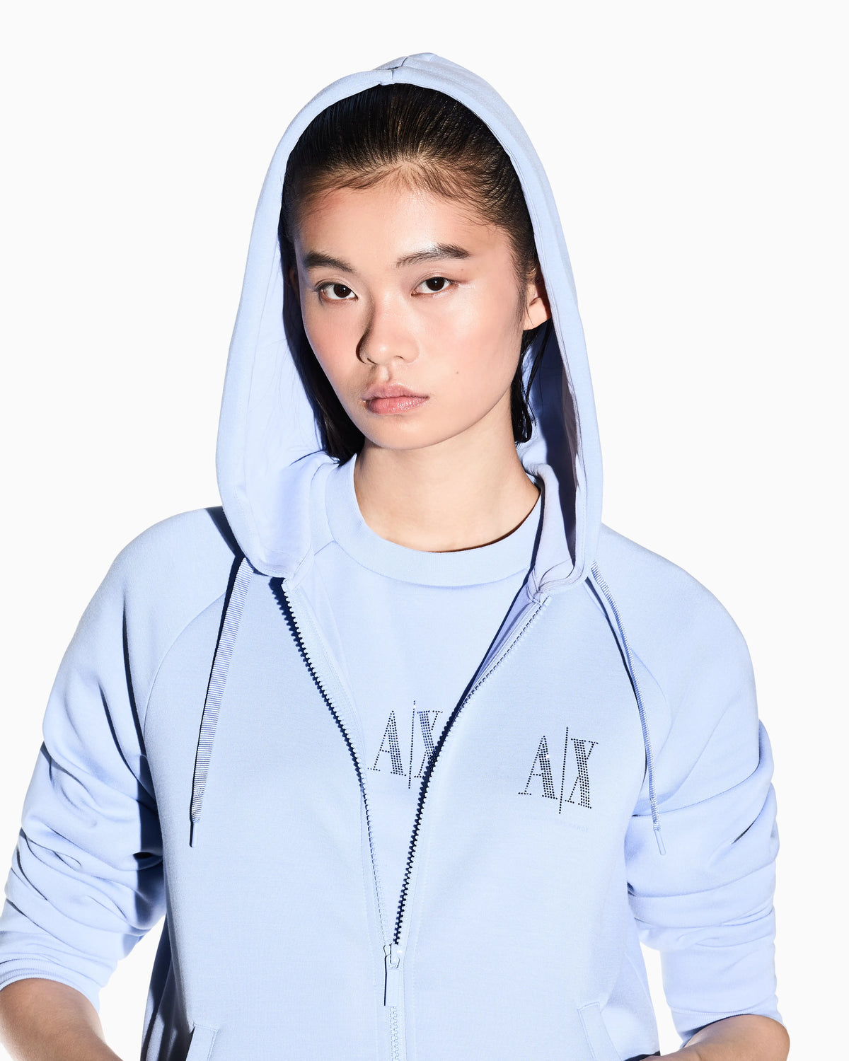 Zip-up fleece in mixed fabric