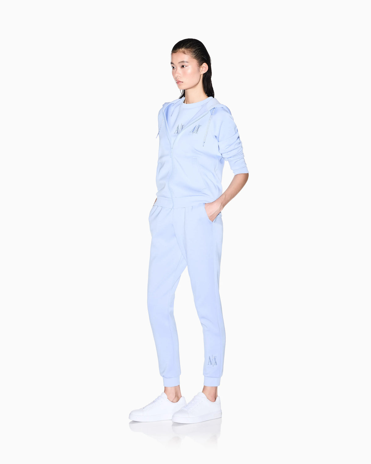Zip-up fleece in mixed fabric