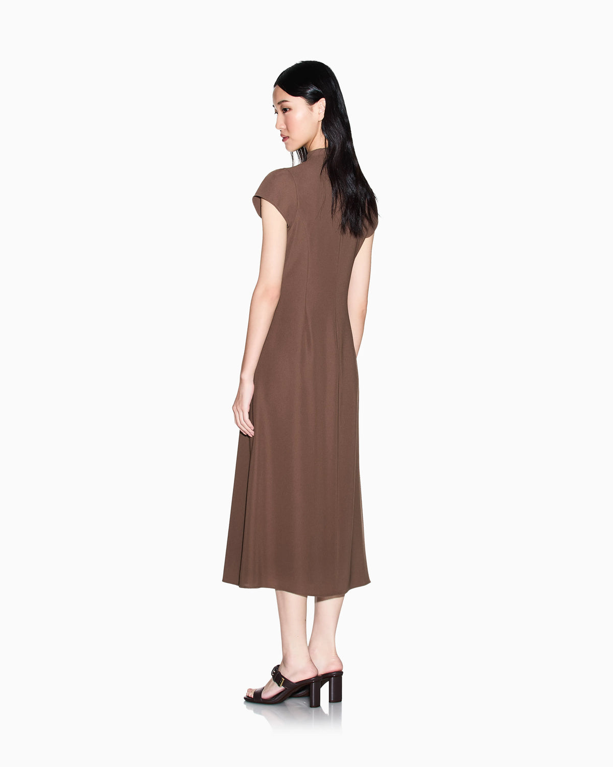 Short dress in mixed fabric
