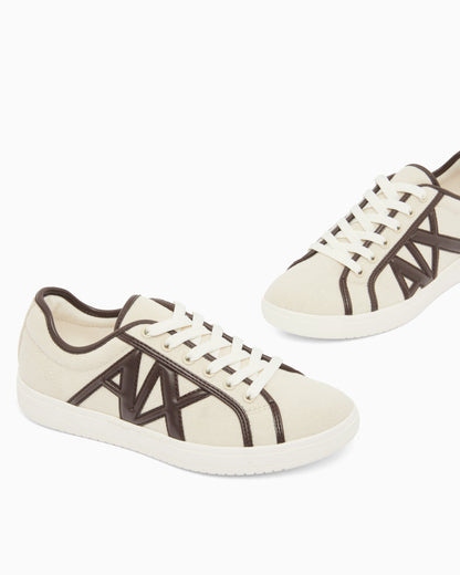 Canvas and faux leather sneakers