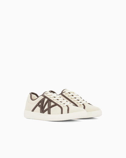 Canvas and faux leather sneakers