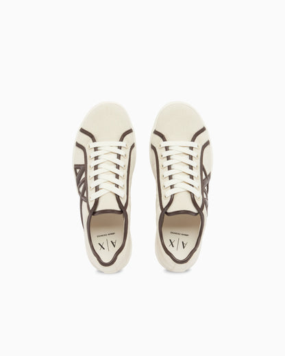 Canvas and faux leather sneakers