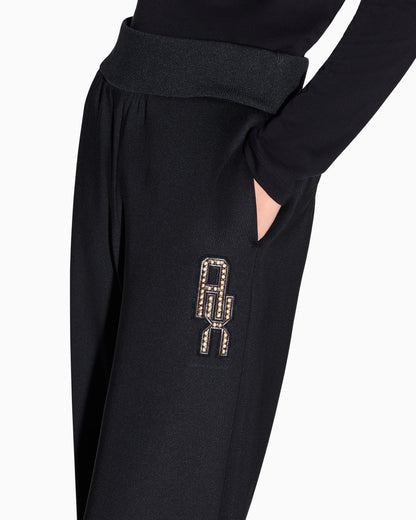 regular fit trousers in recycled stretch scuba jersey