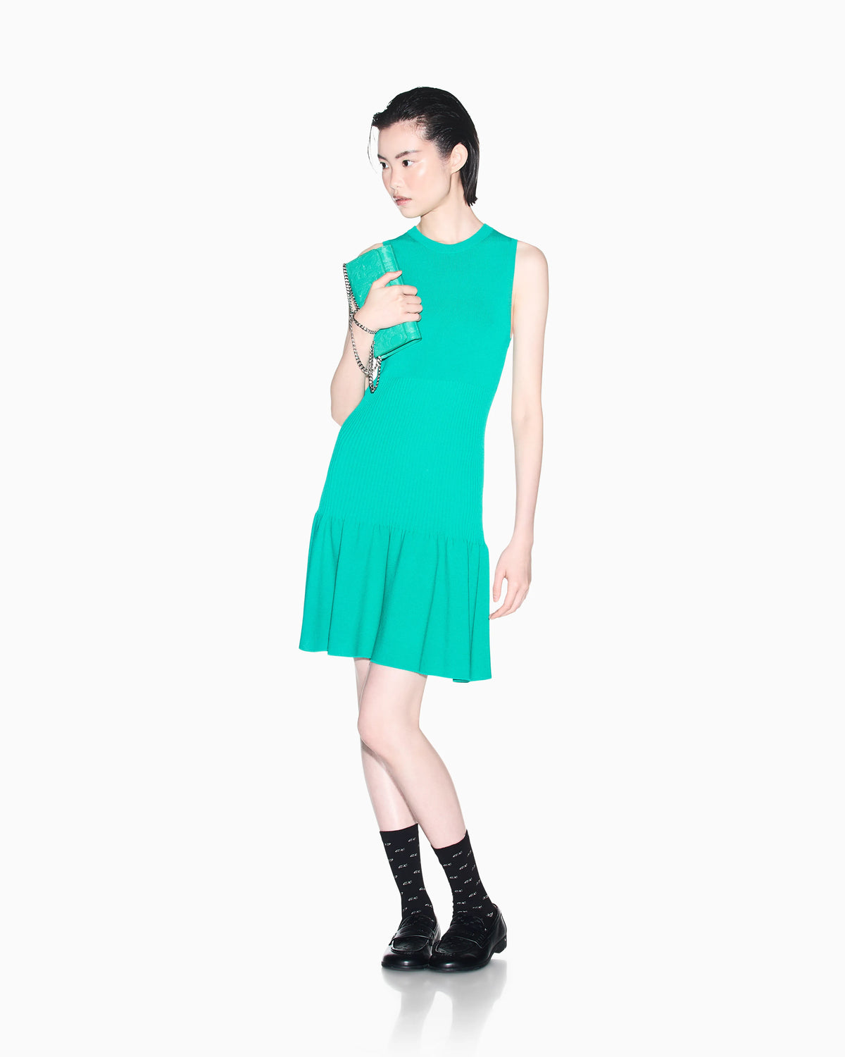 slim fit dress in knitted recycled viscose