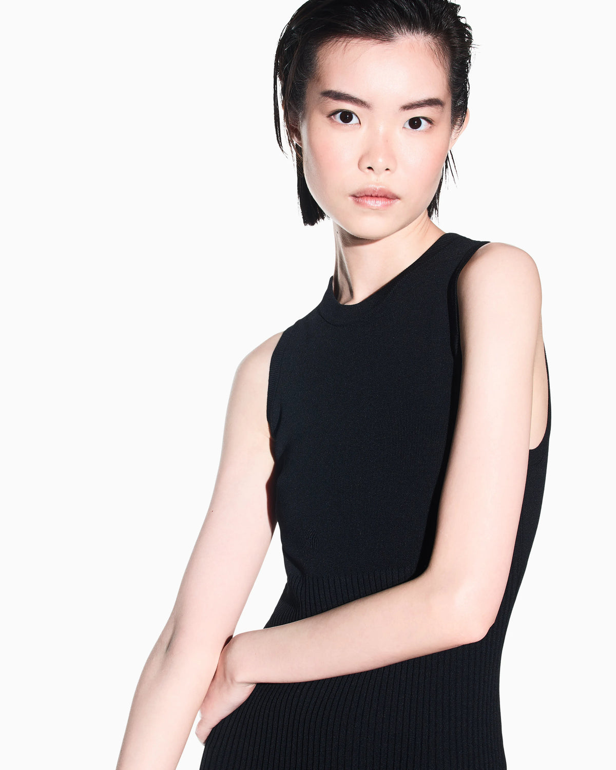 slim fit dress in knitted recycled viscose
